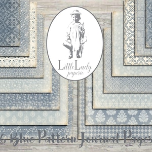 Blauw patten junk journal digitaal blauw dagboek pagina's afdrukbaar blauw collagevel blauw scrapbooking digitaal kortstondig afdrukbaar papier blauw
