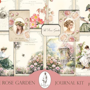 Rose garden victorian junk journal digital kit roses garden victorian flowers junk journal printable ephemera secret garden rose garden set