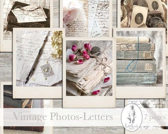 Junk journal french writing letters ephemera printable vintage photographs shabby chic journal books letters writing scrapbooking digital