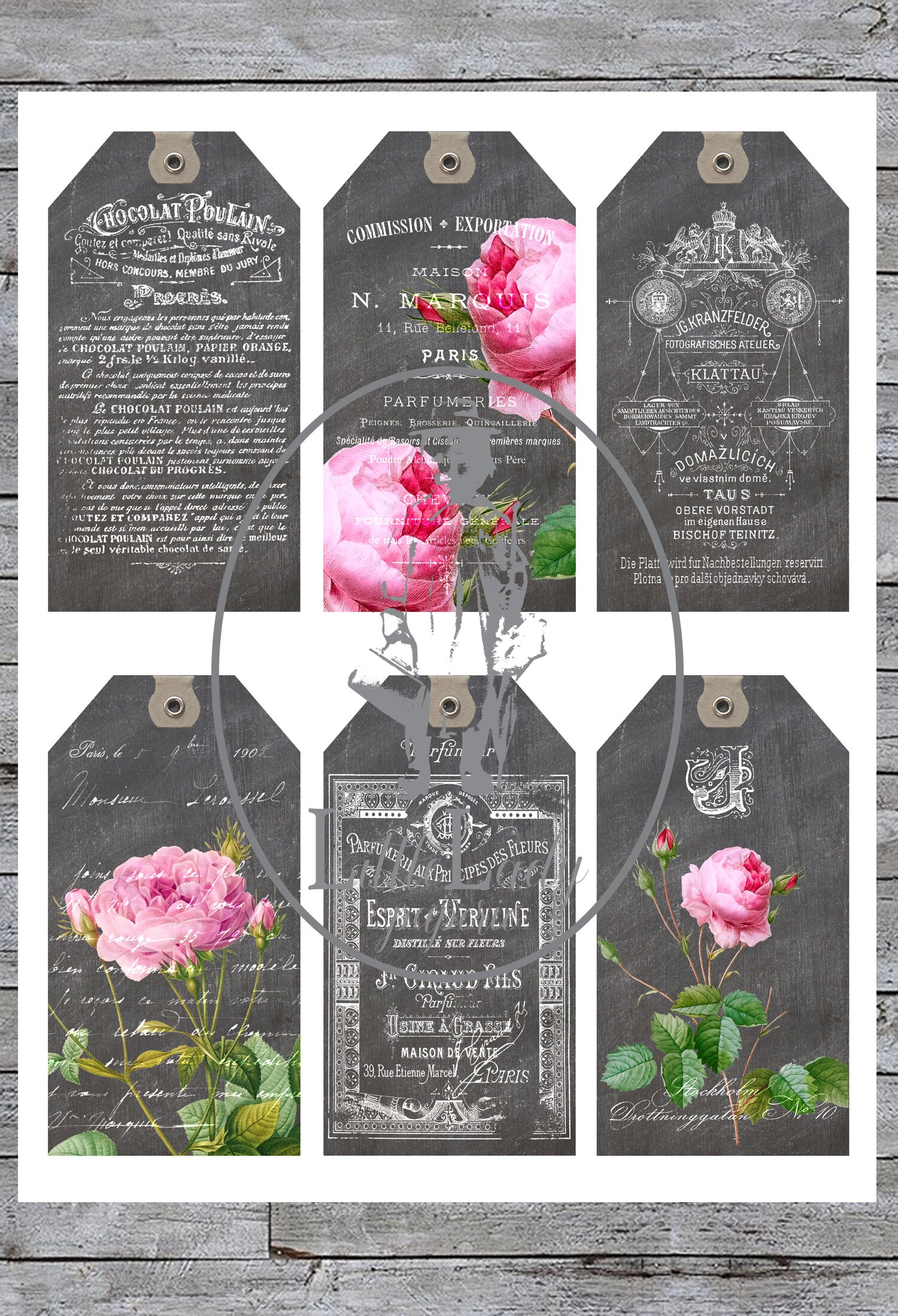 Roses Gift Tags Journal Ephemera Digital Download Scrapbooking Etsy