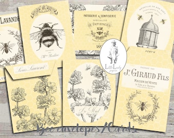 Queen Bee Envelopes & Cards, Ephemera Collage Sheet (Digital)
