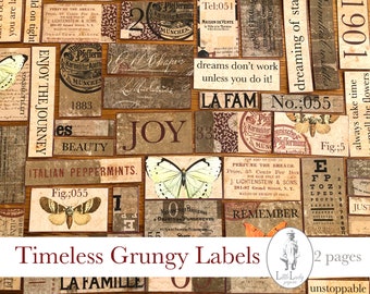 Grungy Vintage Etiketten | Junk Journal Ephemera (Digitaler Download)