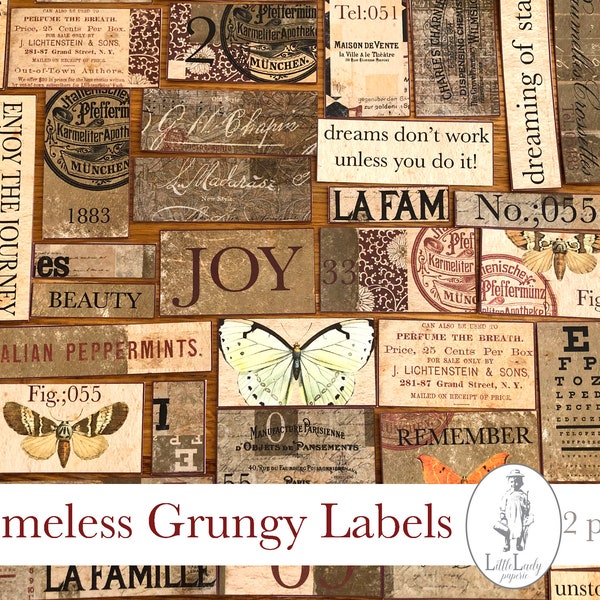 Labels digital vintage label junk journal digital grungy butterfly label printable book label ephemera scrapbooking label crafting collage