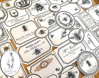 digital labels bee junk journal digital labels bees printable label ephemera bee collage sheet bee journal label scrapbooking paper bees