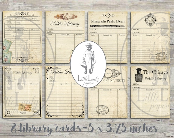 Vintage Library Card Ephemera, Collage Paper (Digital Download)