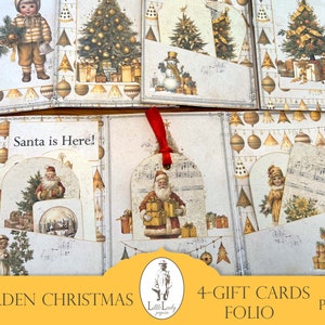 Christmas junk journal digital gift cards christmas pages cards printable christmas ephemera classic christmas scrap golden christmas