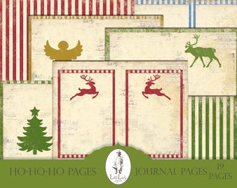 Christmas Junk Journal Pages: Santa, Reindeer, Angel (Digital Download)