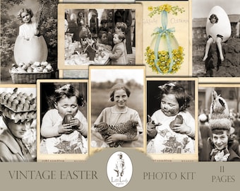 Vintage Easter Photo Ephemera, Junk Journal Kit (Digital Download)