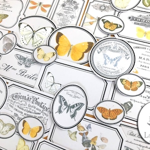 digital labels digital butterfly junk journal label journal labels printable label crafting ephemera collage sheet label vintage old journal