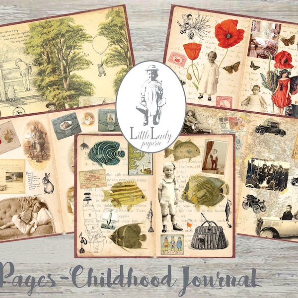 Junk journal printable ephemera digital journal children paper crafting journaling digital collage sheet paper journaling instant download