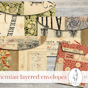 Buste a strati francesi diario spazzatura digitale damascato boho pagine di diario spazzatura collage digitale pagine modello francese collage stampabile