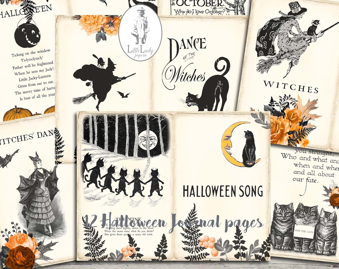 Halloween Junk Journal Pages Halloween Digital Collage Sheet Halloween ...