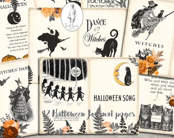 Halloween Junk Journal Pages, Witches Ephemera (Digital Download)