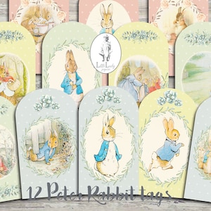 Peter Hase Junk Journal Junk Journal Kaninchen Oster Geschenkanhänger Printable Ephemera Collage Blatt druckbare Ephemera Journal