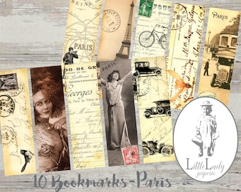 Ephemera Paris Bookmarks printable French Bookmark journaling paper crafting paris bookmark  digital collage sheet Download