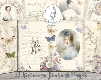 Pages de journal de pacotille victorienne Jane Austen téléchargement numérique éphémère victorien scrapbooking feuille de collage papier imprimable artisanat 18 siècle