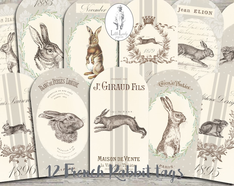 French Tag Junk Journal French Easter Rabbit Printable - Etsy