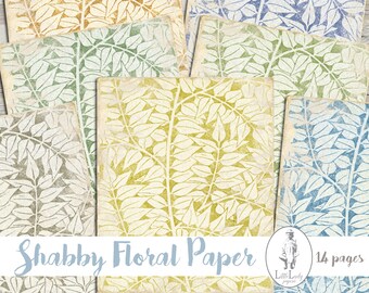 Shabby Chic Floral Junk Journal Pages, Damask Printable (Digital Kit)