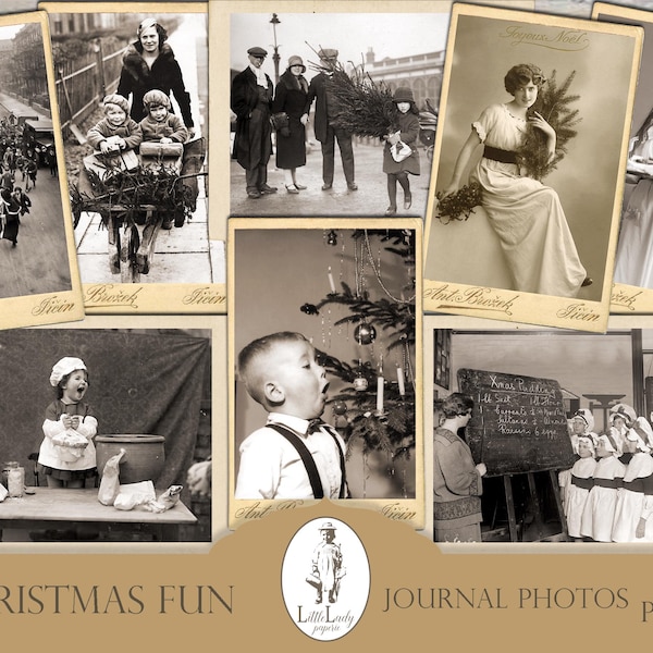 Vintage Christmas Photo Ephemera, Junk Journal Printable (Digital Download)