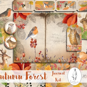 Autumn junk journal forest kit fall junk journal digital autumn collage sheet autumn ephemera printable autumn journal pages scrapbooking