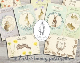 Vintage Easter Bunny Postcards - Spring Ephemera Prints (Digital Download)