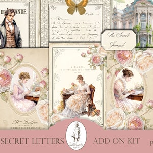 Kit digital de diario basura con cartas de amor victorianas, cartas secretas, diario victoriano, amor, romance, álbum de recortes, conjunto de efímeras victorianas