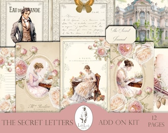 Victorian Love Letters Junk Journal Kit, Ephemera Pages (Digital)