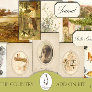 Country cottage junk journal kit french country cottage digital journaling meadow flowers farm cottage ephemera scrapbooking printable pages