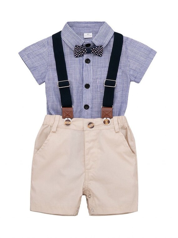 baby boy khaki shorts with suspenders