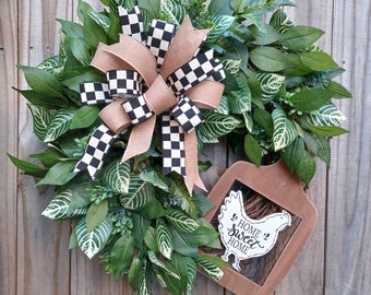 Country Farmhouse Wreath, Everyday Wreath, Spring WreGreenery Wreath, Home Sweet Home Wreath,  Wreath, Rustic Wreath, Year Round Wreath
