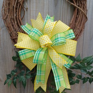 Wreath Bow, Yellow Bow for Wreath, Spring Wreath Bow, Easter Bow, Lantern Swag, Lantern Bow, Gift Bow, Mailbox Bow