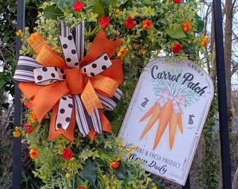 Spring Wreath, Easter Wreath, Carrot Wreath, Everyday Wreath, Orange Spring Wreath, Spring Wreath for Front Door, Large Spring Wreath
