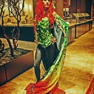 COMPLETE Custom Made Poison Ivy Costume includes shipping, eye accessories, headband, gloves and Large Flower accessory!