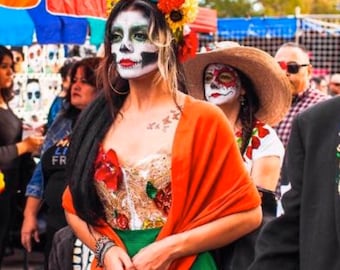 Custom Catrina Corset Virgin de Guadalupe Made to order Free Shipping! Order your size now! last day to order October 10!