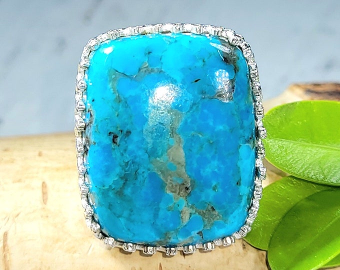 AAA Turquoise Ring, Kingman Turquoise Ring, Turquoise Sterling Silver Size 6.5, Gift for Her, High Grade Turquoise, Statement Ring, DU