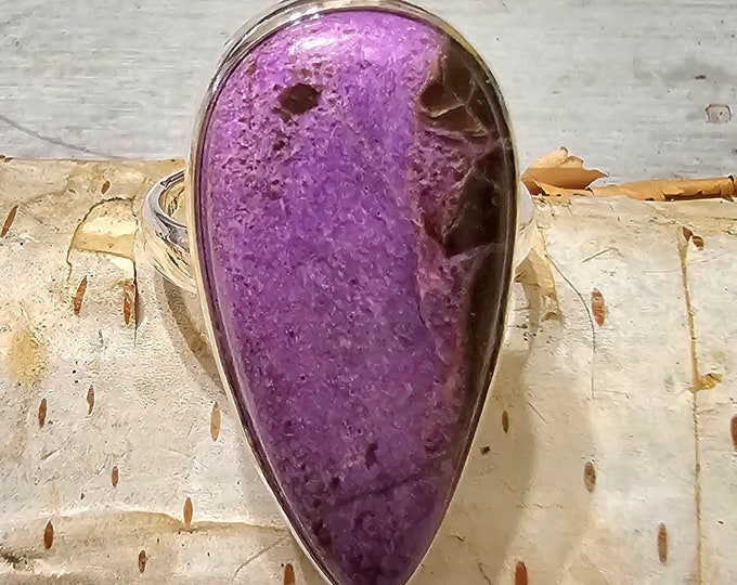 Natural Premium Grade Stichtite Sterling Silver Ring, Boho Ring, Statement Ring; Handmade Ring, Premium Grade Stichtite, Ring Size 10 GF