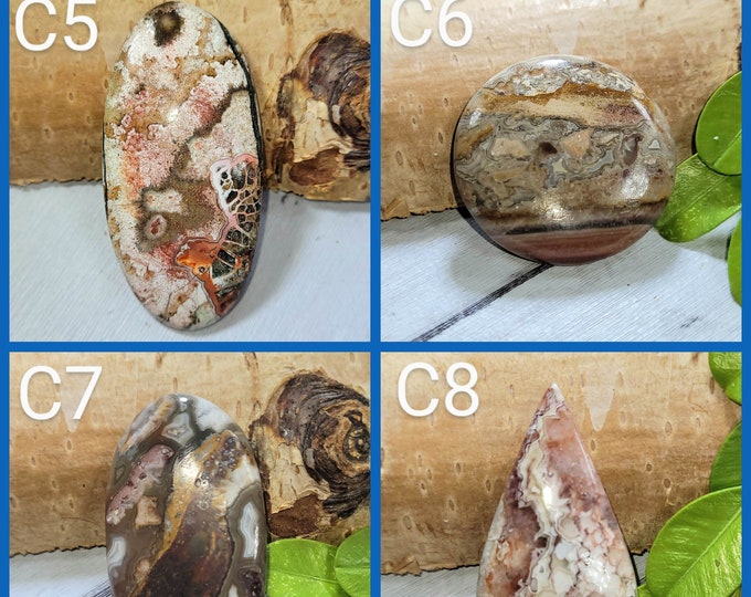 Lace Agate Cabochon, Oval, Round and Pear Lace Agate cabochons, Wire wrapping stones. C 5-8