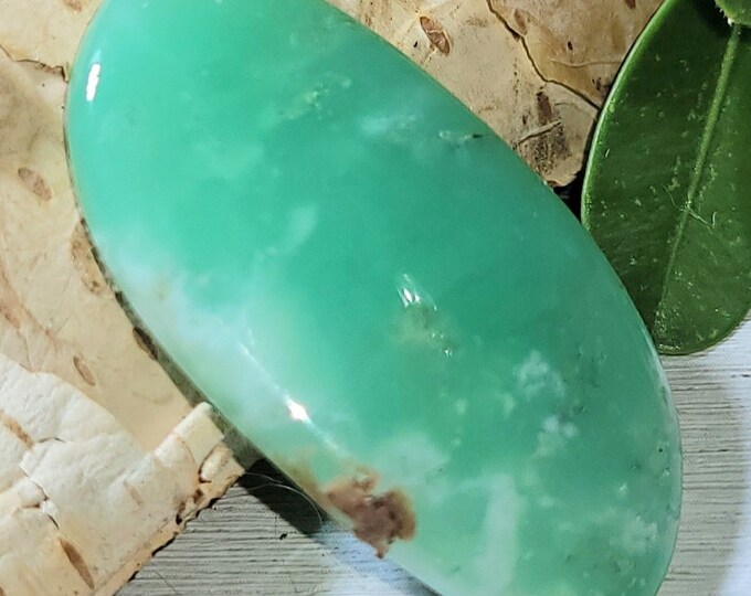 Natural Top Quality Chrysoprase Freeform Cabochon 20ct 31mm x 15mm Wire Wrapping, Weaving, Pendant EW05
