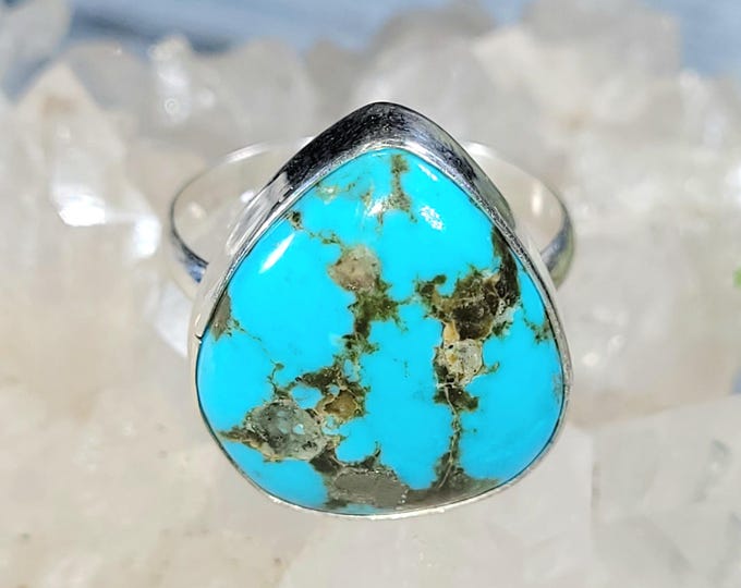 Arizona Turquoise Ring: Arizona Sterling Silver Ring, Statement Ring, Size 10