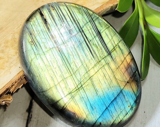 Natural Premium Labradorite Oval Cabochon 115ct 45mm x 33mm Wire Wrapping, Weaving, Pendant, Collector LC01