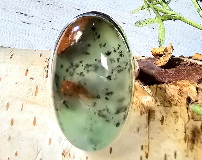 Aquaprase Ring, Aqua Chalcedony Sterling Silver Ring, Aquaprase Sterling Silver Ring, Handmade Ring Size 9.5, Gift for Her, GK