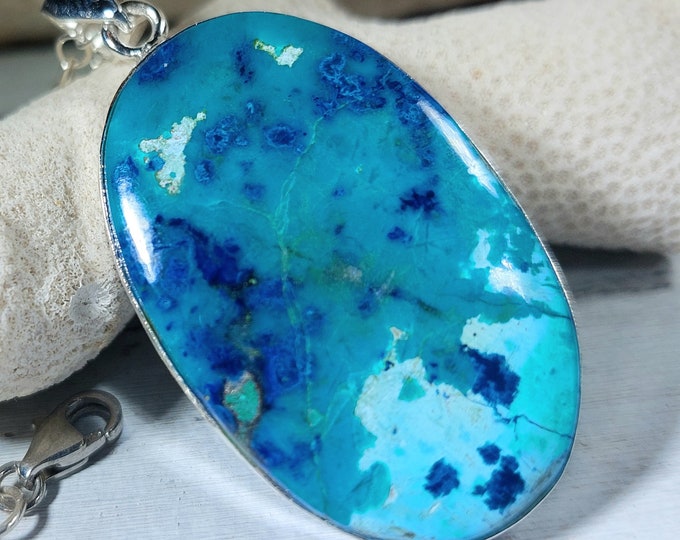 Natural High Quality Shattuckite .925 Sterling Silver Pendant Shattuckite in Sterling Pendant GL17