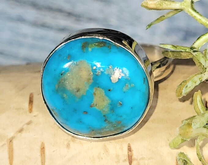 Arizona Turquoise Ring, Arizona Turquoise Sterling Silver Ring Size 9, Boho Turquoise Ring, JS