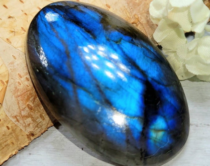 Blue Flash Labradorite Cabochon, Labradorite Oval Cabochon 110ct, Labradorite Cabochon,  Wire Wrapping, Weaving, Pendant, Collector DE21