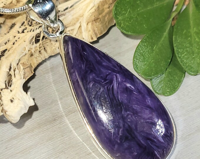Charoite Pendant, Charoite Sterling Silver Pendant, Premium Grade Charoite Pendant, Statement Pendant, Gift for Her, Handmade Pendant, GE19