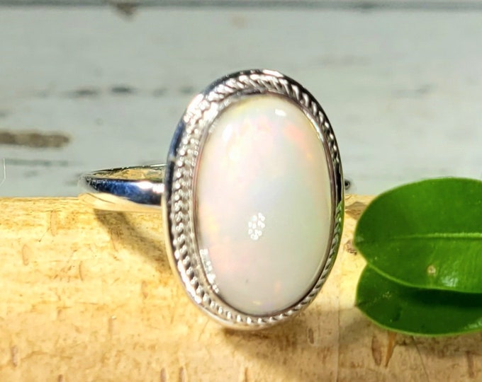 Ethiopian Opal Ring, Ethiopian Opal Sterling Silver Ring, Multi Color Opal Ring, Statement Ring, Handmade Ring, Gift for Her, FJ Size 9.5