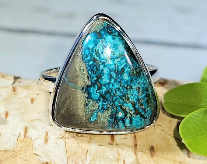 Natural Top Quality Shattuckite Handmade .925 Sterling Silver Ring Size 7 5 Grams Face 11/16" x 5/8" CD17