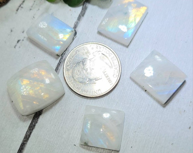 Moonstone Cabochons Lot, 103.50ct 5 Stone Lot, Wire Wrapping, Weaving, Rings or Pendant FA17 Mixed Sizes & Shapes