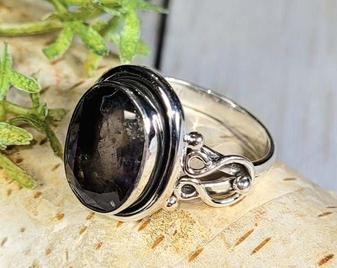 Iolite Ring, Iolite Sterling Silver Ring, Handmade Iolite Sterling Silver Ring Size 7.5, Statement Iolite Ring, Gift for Her, HE