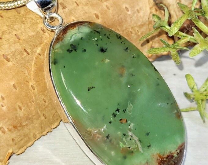 Aquaprase Pendant, Aqua Chalcedony Sterling Silver Pendant, Aquaprase Sterling Silver Pendant. Handmade Pendant, Gift for Her, GR02